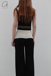 SWAYING/KNIT striped decorative suspender vest SW23SS1T12